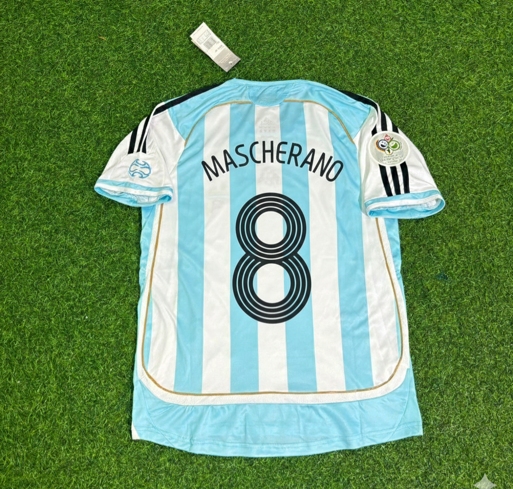 Argentina 2006 World Cup Retro Soccer Jersey – Javier Mascherano – Back View