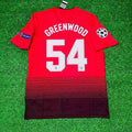 Mason Greenwood #54 Manchester United 2018/2019 Season Home Red Retro Football Jersey – Back View