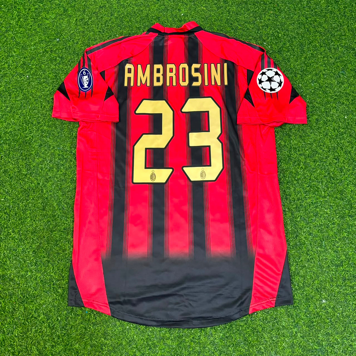 AC Milan 2004 2005 Home Retro Football Jersey – Massimo Ambrosini #23 – Back View