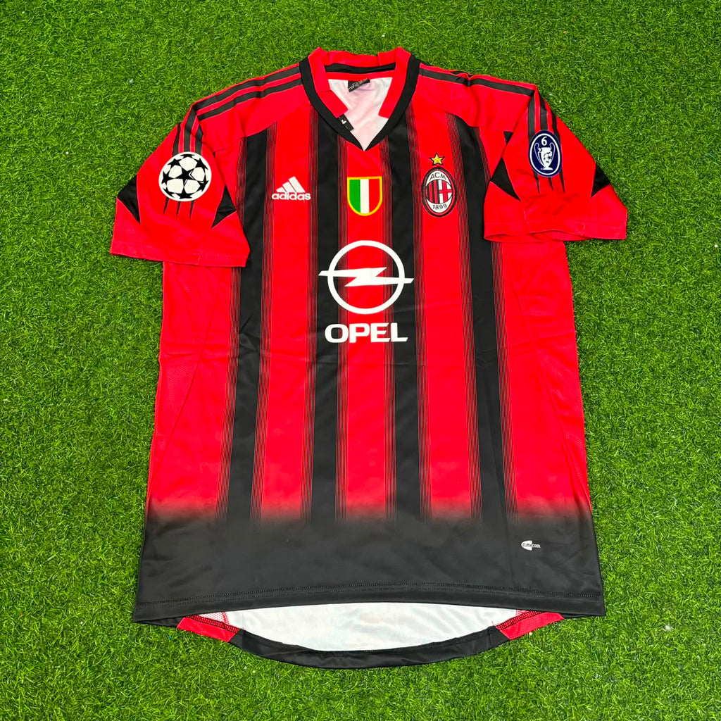 AC Milan 2004 2005 Home Retro Football Jersey – Massimo Ambrosini #23 – Front View