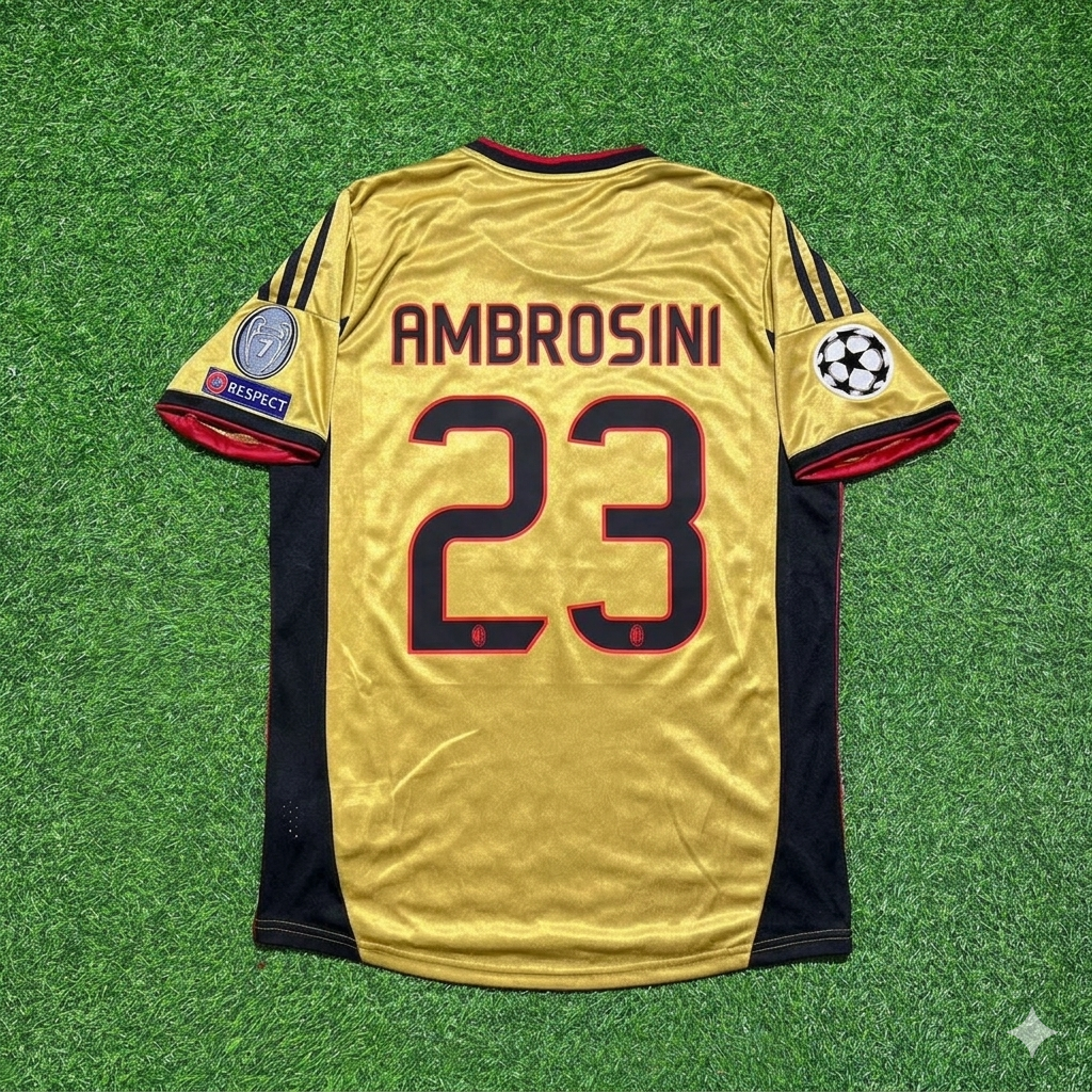 AC Milan Gold Retro Jersey – Massimo Ambrosini #23 – Back View