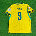 Matheus Cunha #9 Brazil 2026 World Cup Yellow Home Football Jersey – Back View