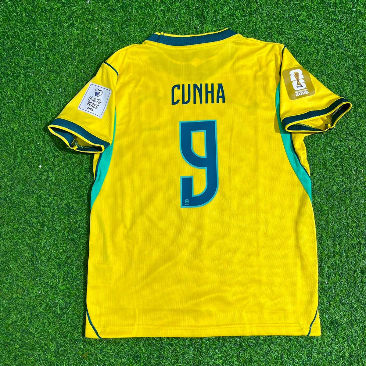Matheus Cunha #9 Brazil 2026 World Cup Yellow Home Football Jersey – Back View