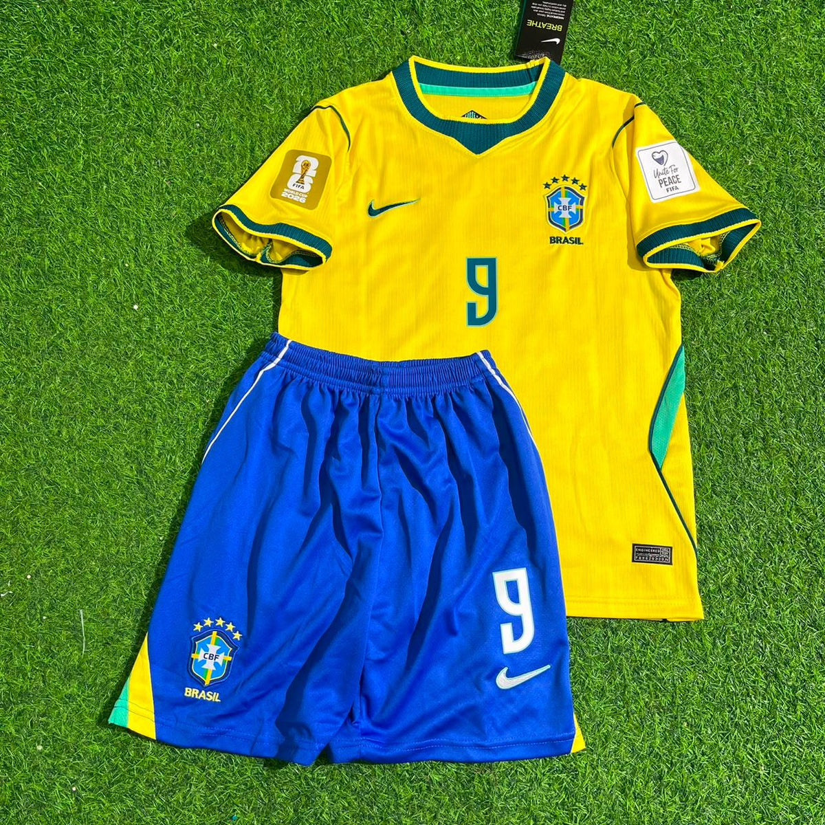 Matheus Cunha #9 Brazil 2026 World Cup Yellow Home Kids Football Jersey – Front View