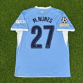 Matheus Nunes #27 Manchester City 2026-27 Home New Season Champions League Patch Jersey – Back View