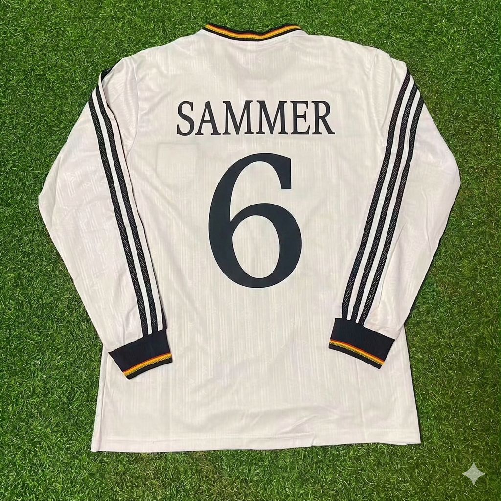 1996 Germany EURO Matthias Sammer #6 Final Home Long Sleeve Retro Football Jersey – Back View