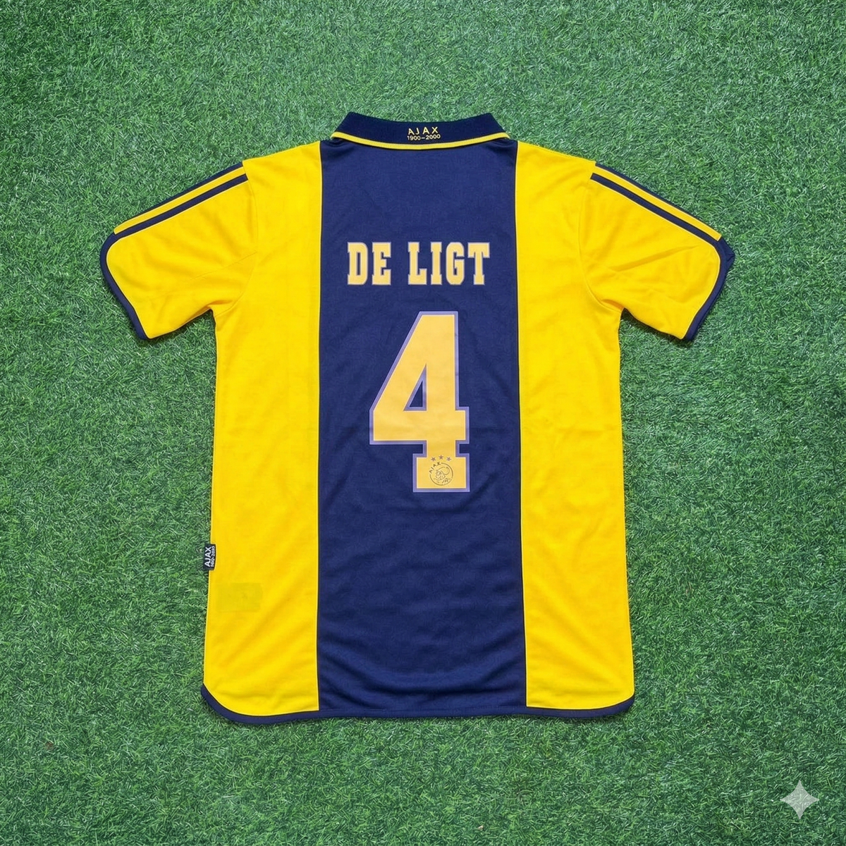 Matthijs de Ligt Ajax Retro Yellow Football Jersey – Back View