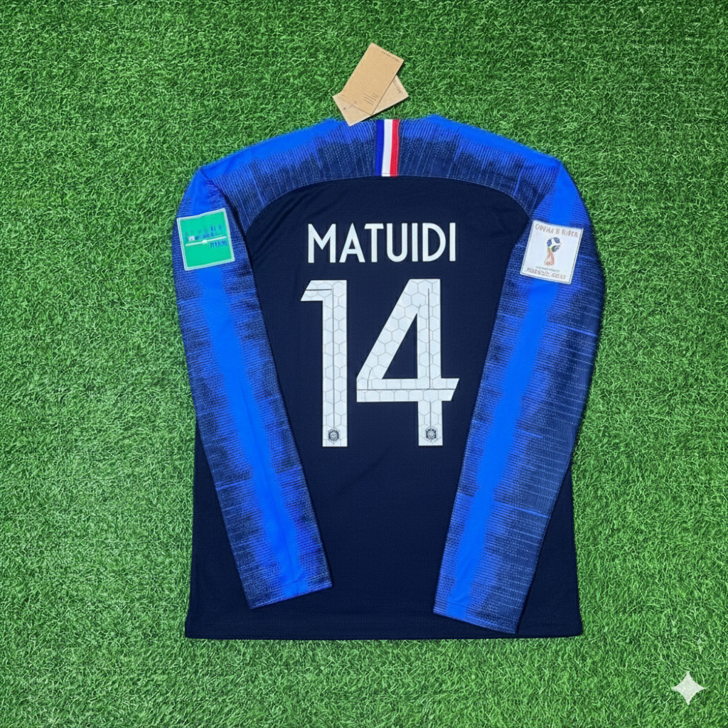 France 2018 World Cup Final Long Sleeve Retro Football Jersey – Blaise Matuidi – Back View