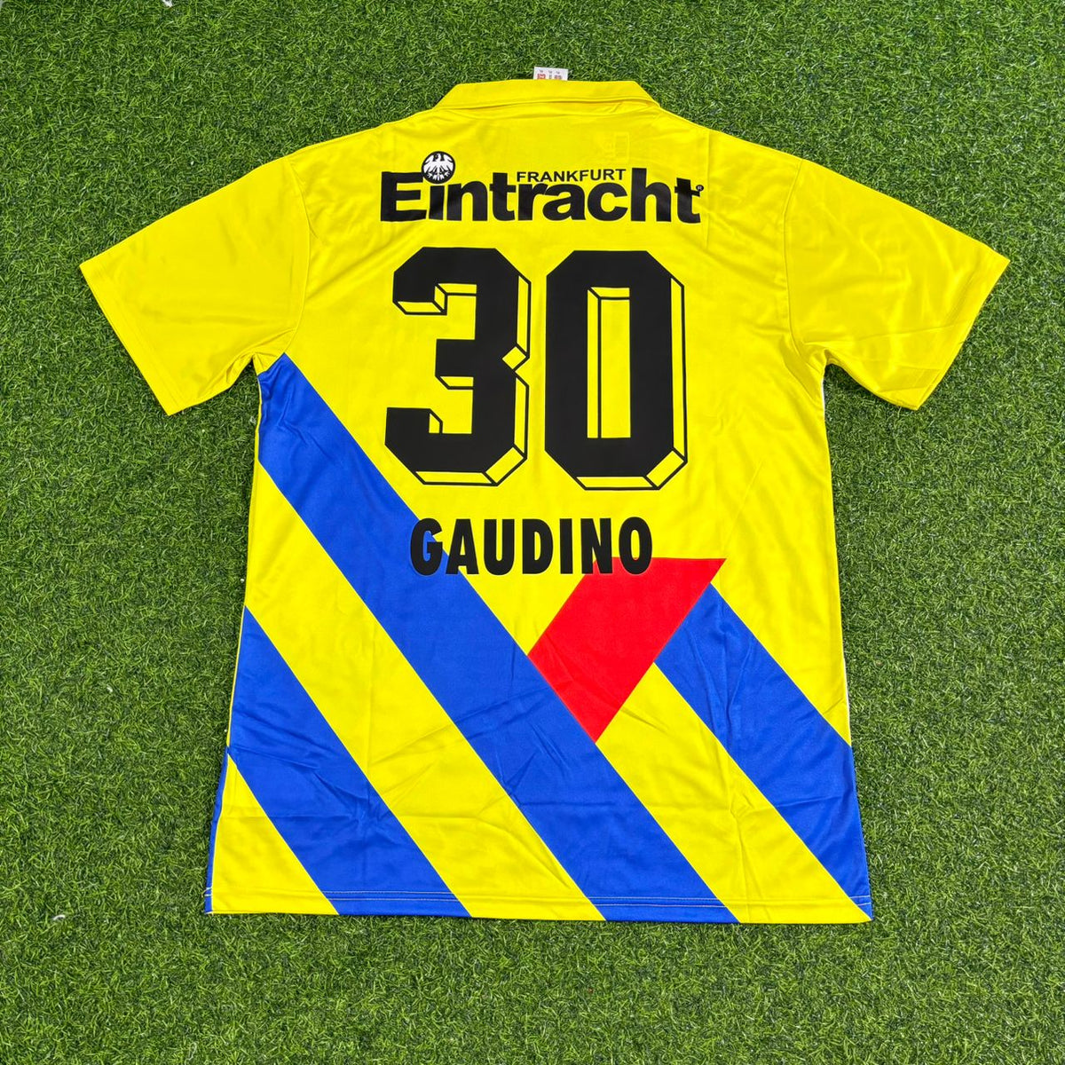 1993/96 Maurizio Gaudino Eintracht Frankfurt Retro Gelbes Fußballtrikot Jersey – Back View