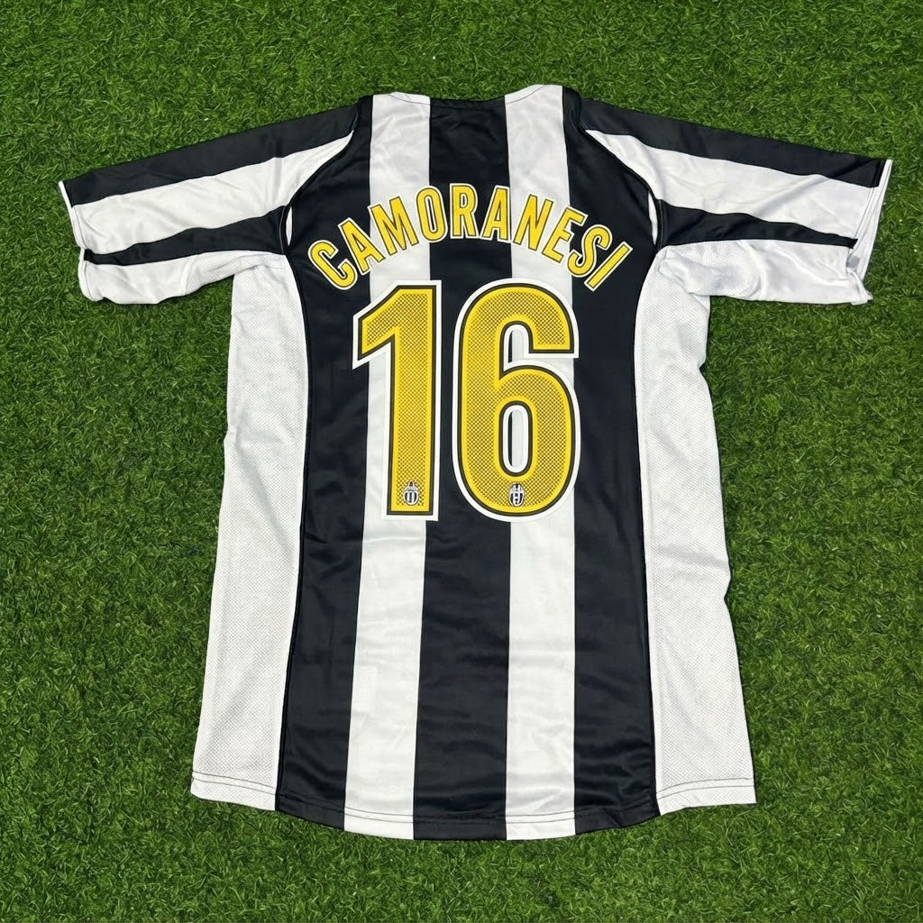 Mauro Camoranesi #16 Juventus 2004-2005 Black White Home Retro Football Jersey – Back View