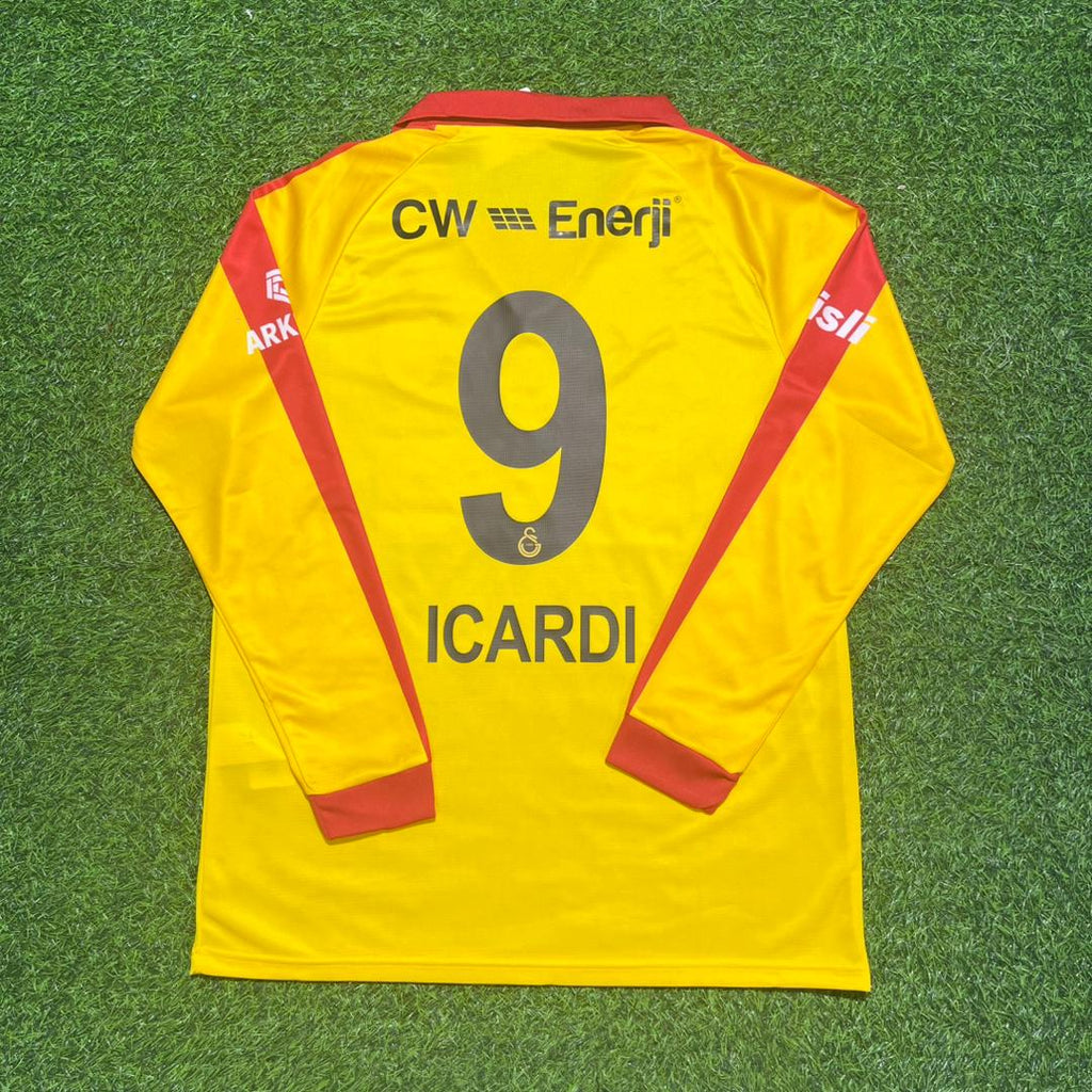 Galatasaray Vintage Yellow Long Sleeve Football Jersey – Mauro Icardi – Back View