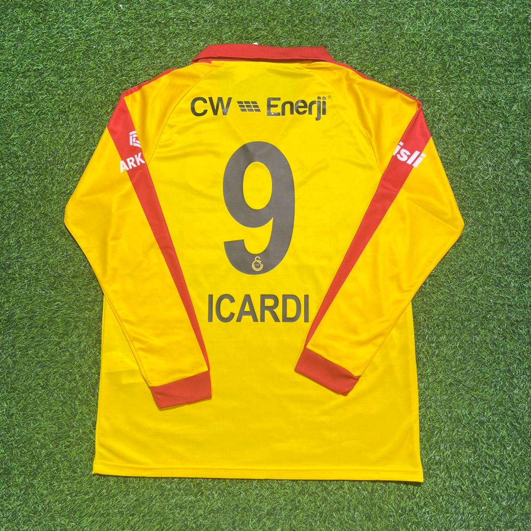 Galatasaray Vintage Yellow Long Sleeve Football Jersey – Mauro Icardi – Back View