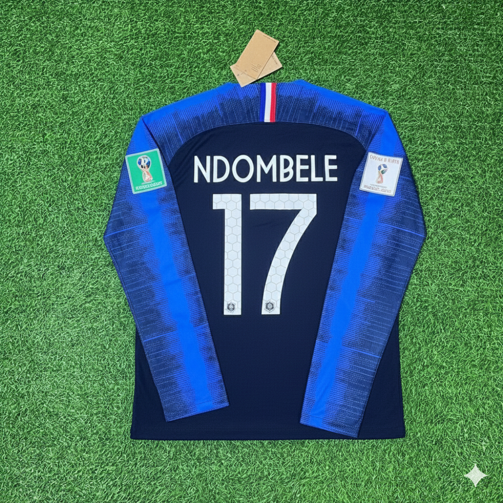 2018 France World Cup Tanguy Ndombele Final Long Sleeve Retro Football Jersey – Back View