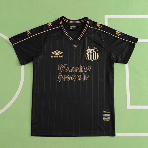 Santos FC Charlie Brown Black Vintage Special Edition Neymar Jr. Football Jersey – Detailed View