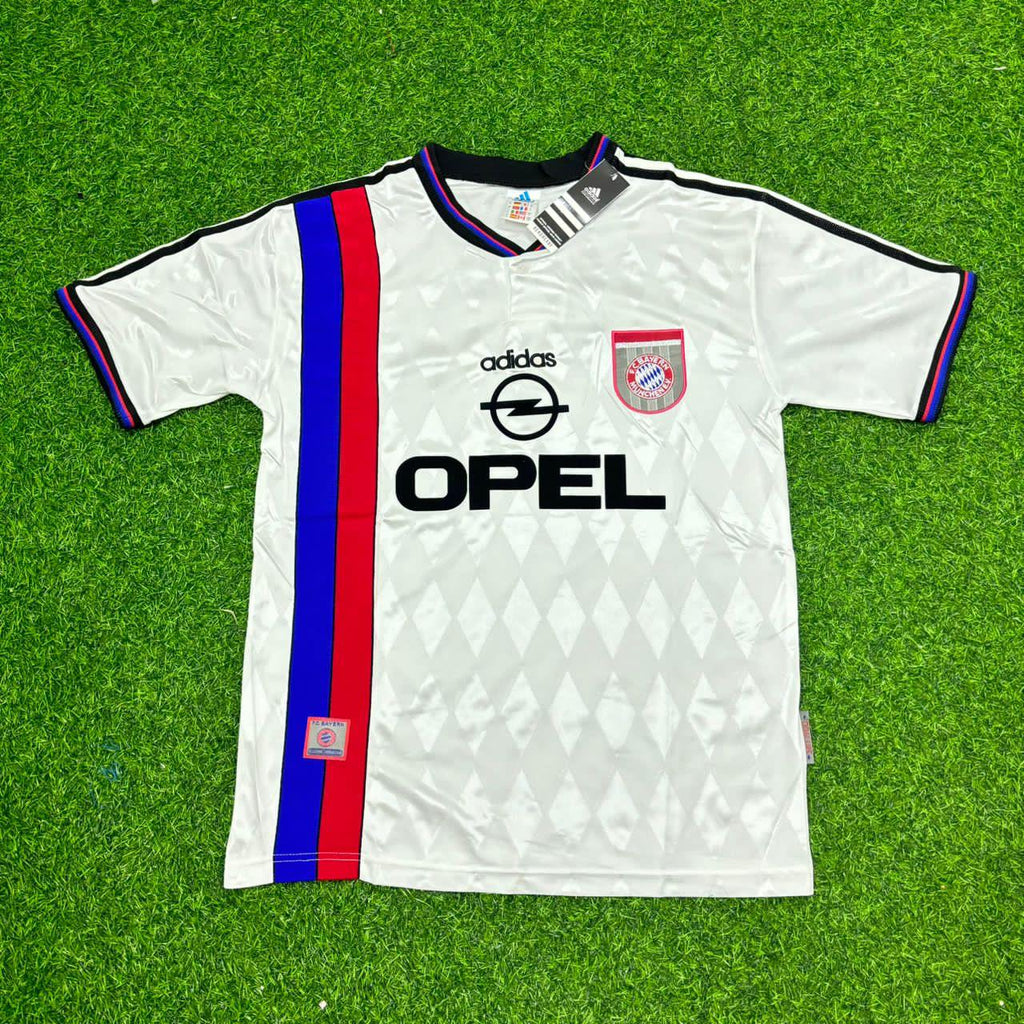 1997/98 Mehmet Scholl Bayern Munich Away White Retro Football Jersey Collection – Front View