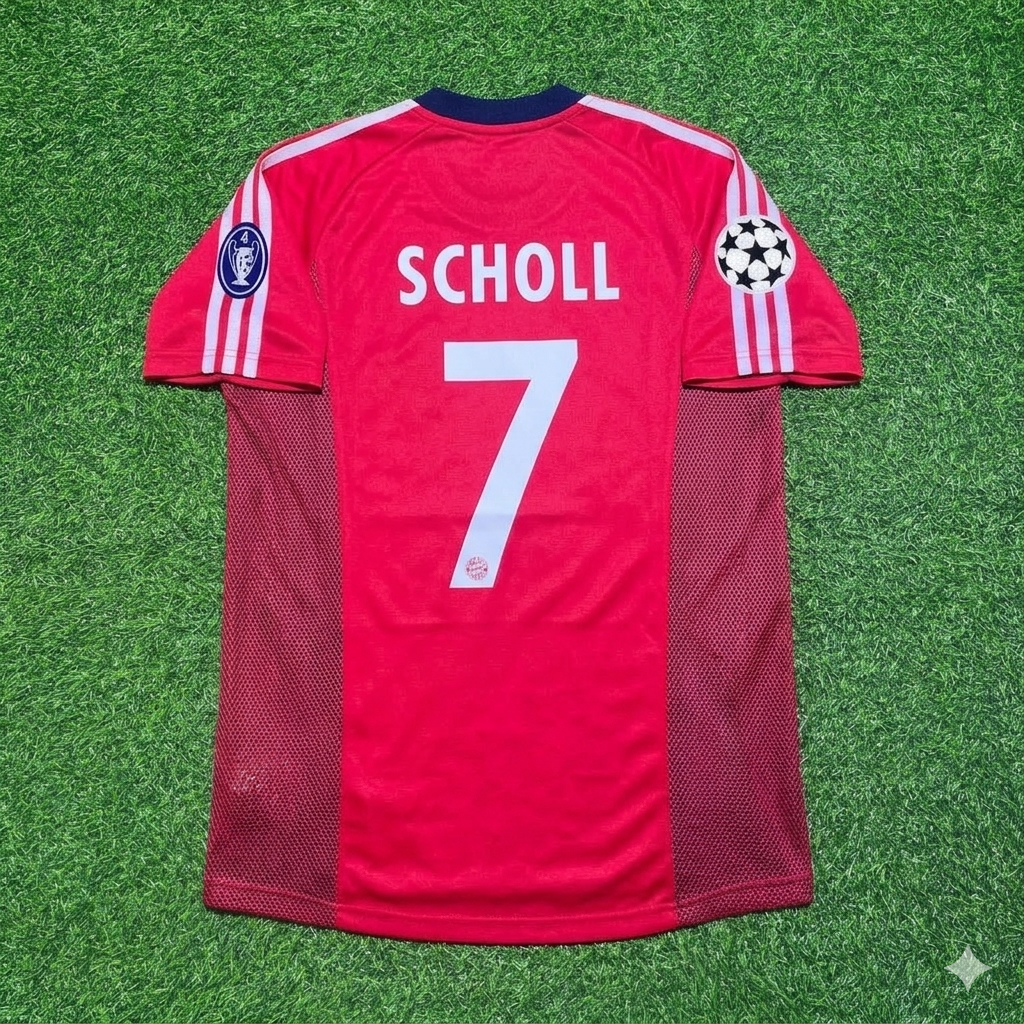 Bayern München 2002/2003 Season Home Red Retro Jersey – Mehmet Scholl – Back View
