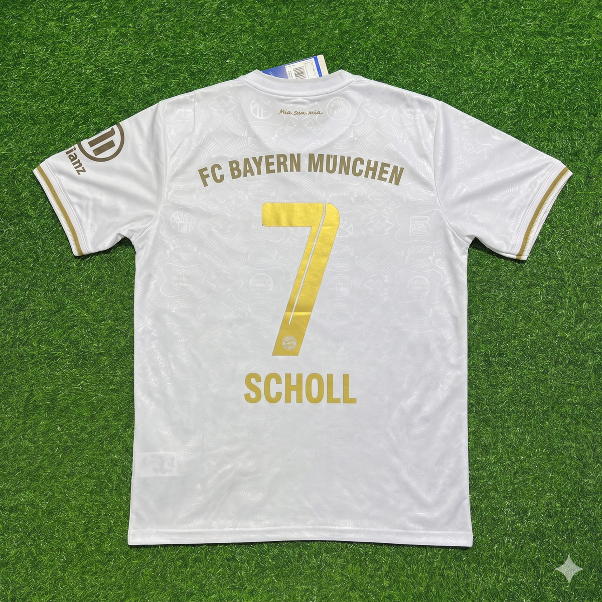 Mehmet Scholl #7 FC Bayern München 125 Years Anniversary Special-Edition White Football Jersey – Back View