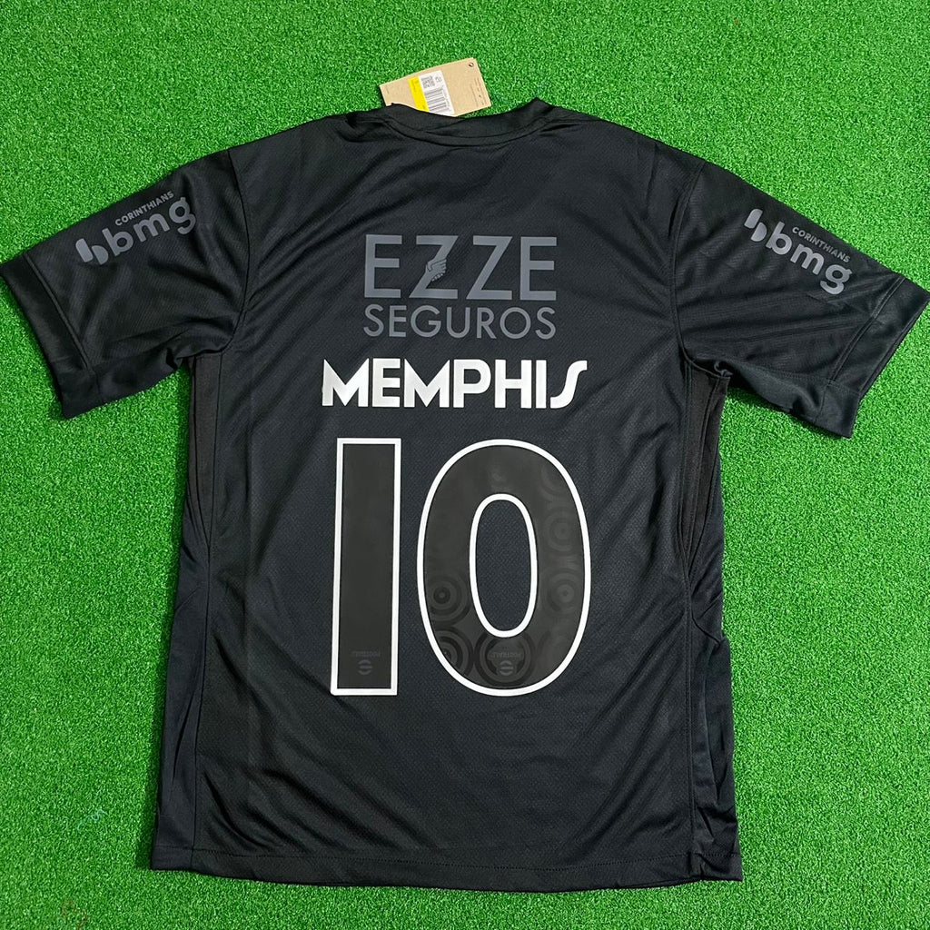 Memphis Depay #10 Corinthians Black Kit Jersey – Front View