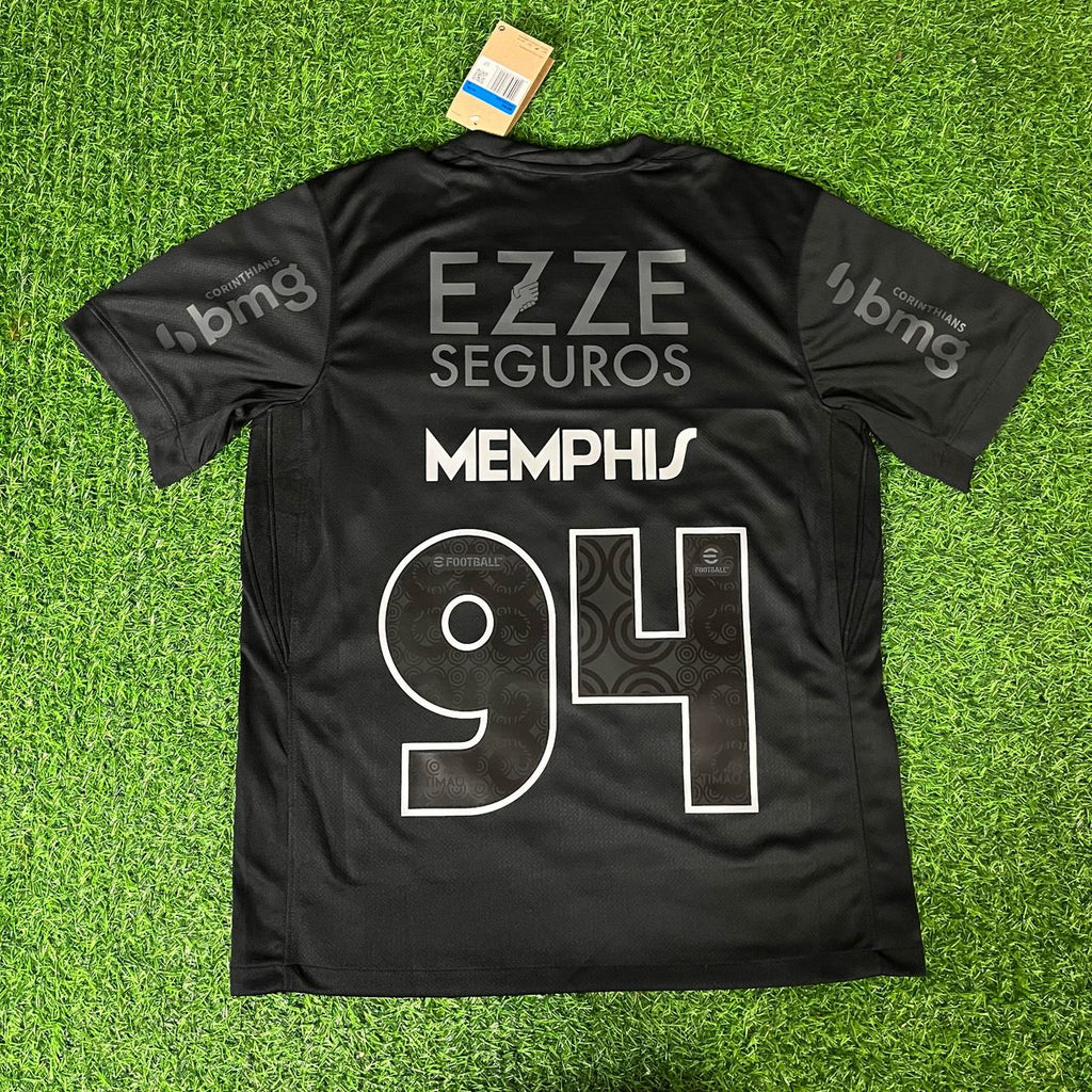 Memphis Depay #94 Corinthians Black Kit Jersey – Back View