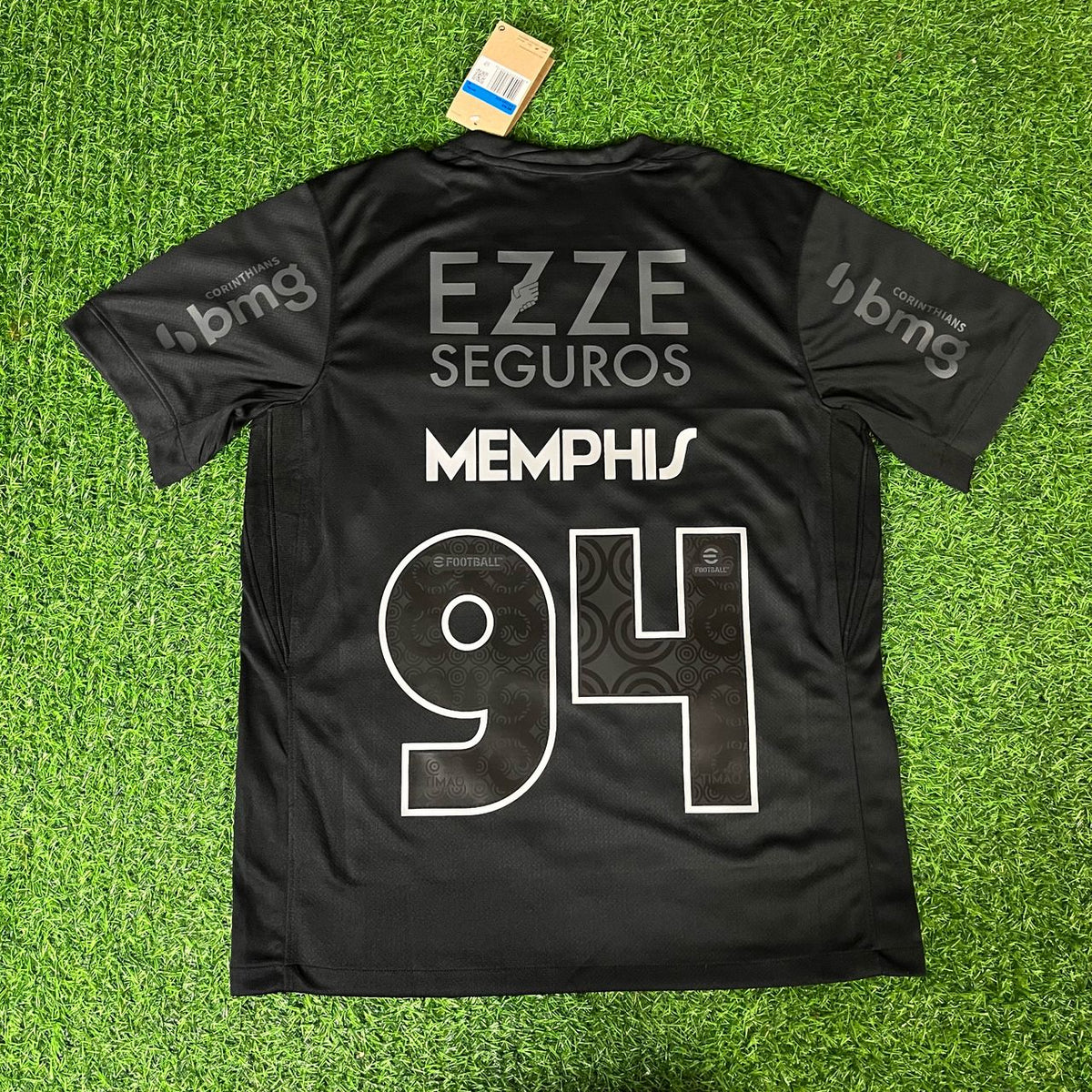 Memphis Depay #94 Corinthians Black Kit Jersey – Back View