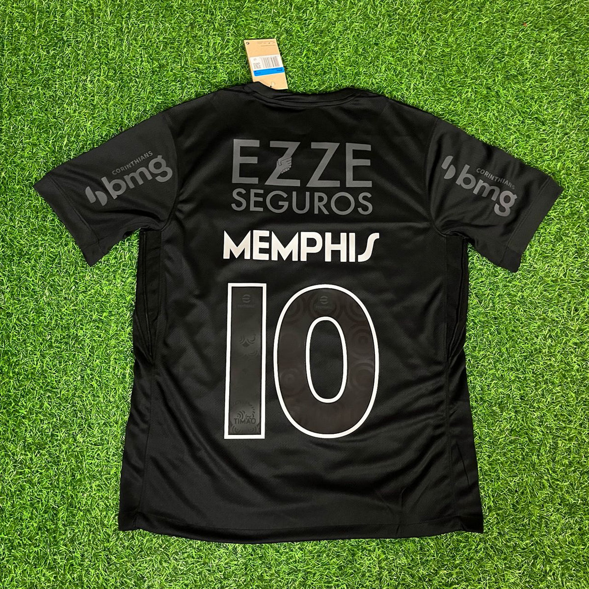 Memphis Depay #10 Corinthians Black Kit Jersey – Back View