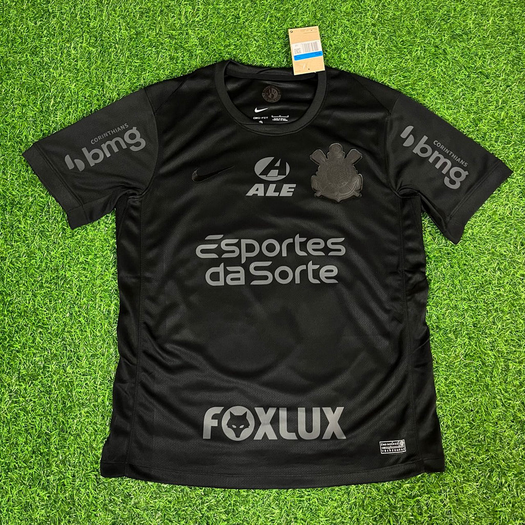 Memphis Depay #10 Corinthians Black Kit Jersey – Detailed View