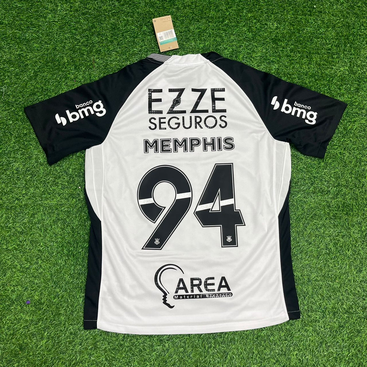 Memphis Depay Corinthians White Black Kit Jersey – Back View