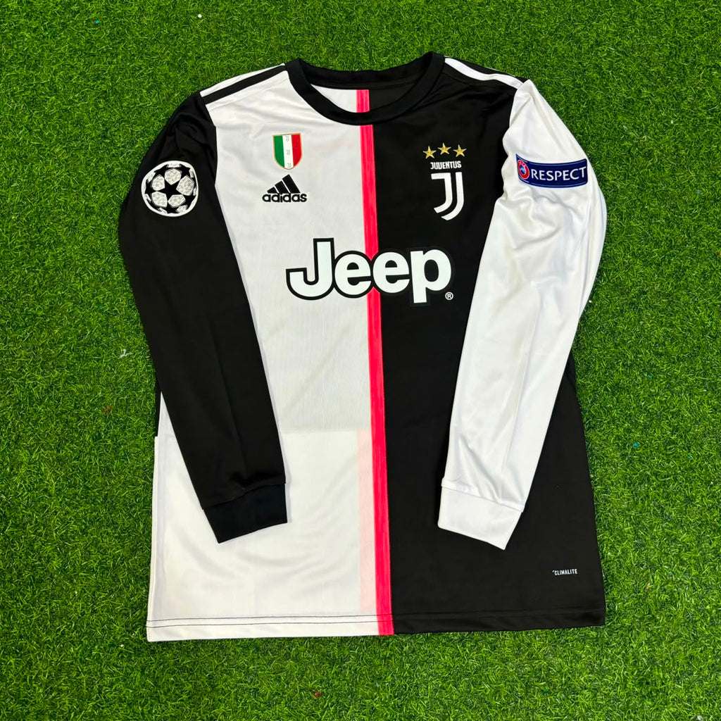 Juventus Long Sleeve 2019 2020 Retro White Black Jersey – Merih Demiral 28- – Front View