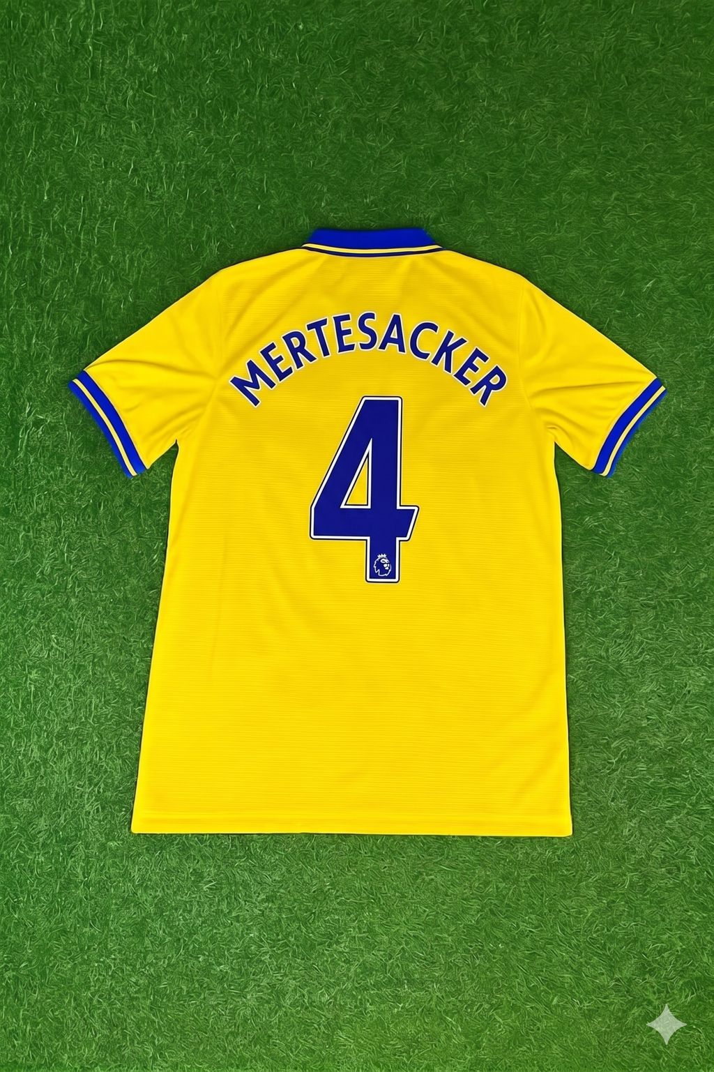 2013/14 Per Mertesacker Arsenal Yellow Retro Football Jersey – Back View