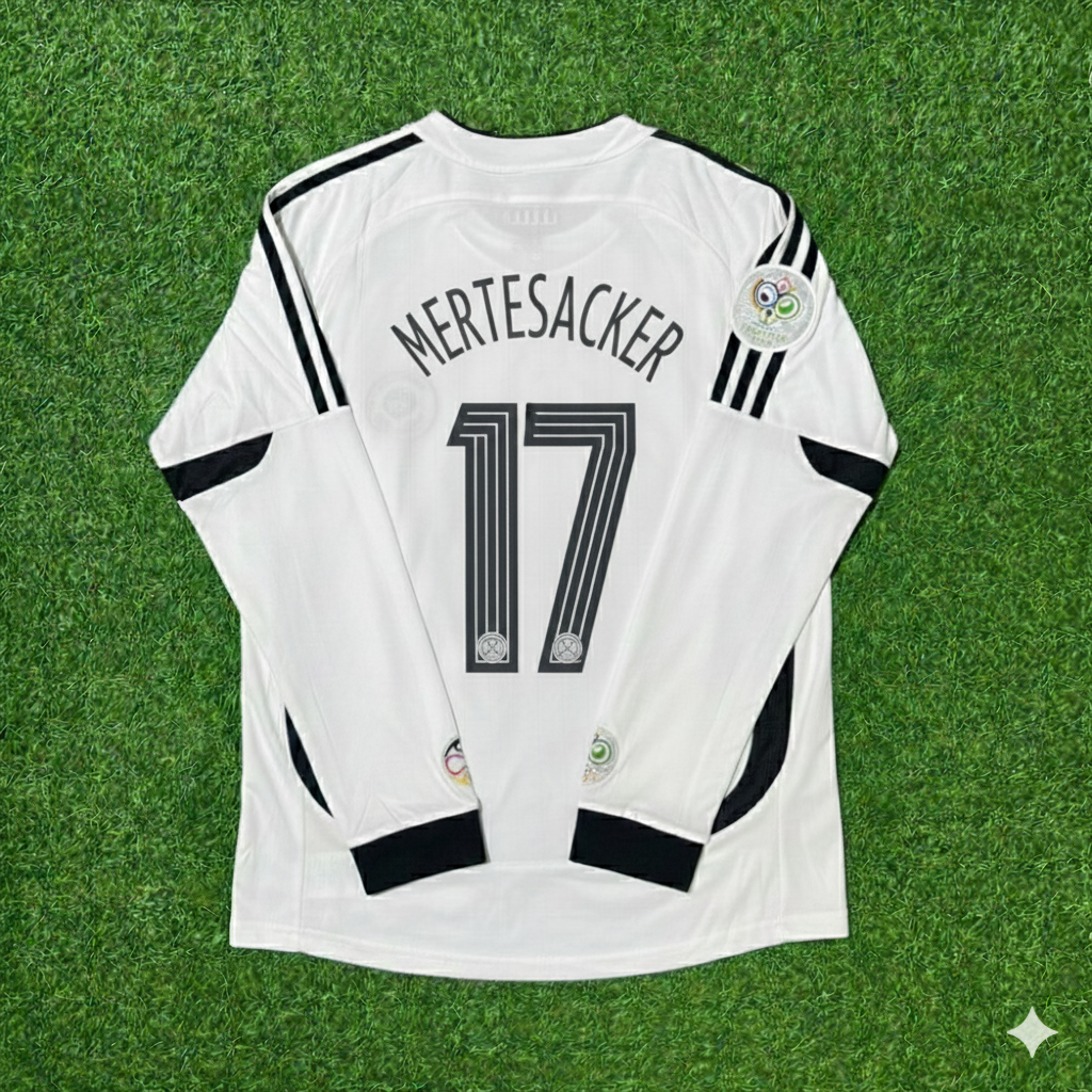 Germany 2006 World Cup Long Sleeve White Football Jersey – Per Mertesacker – Back View