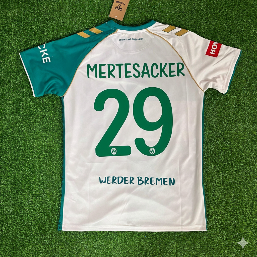 Per Mertesacker Bremen Anniversary Football Jersey – Back View