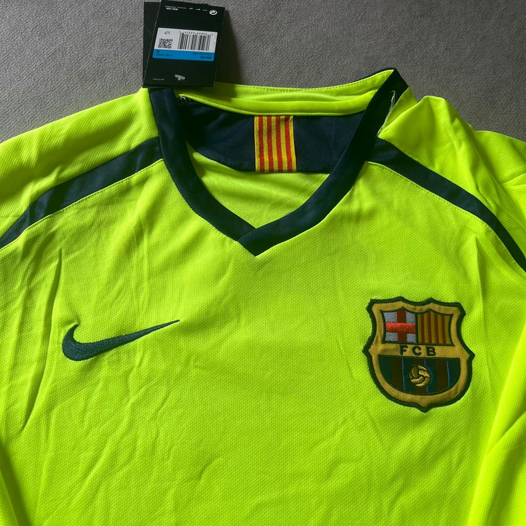 Lionel Messi Barcelona 2005-06 Season Yellow Green Retro Long Sleeve Jersey – 4