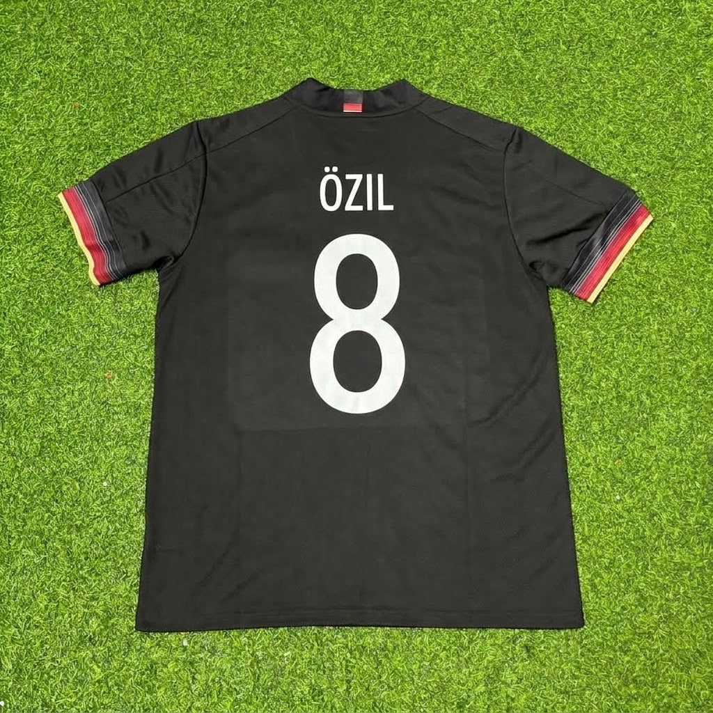 Mesut Özil #8 Germany Black Retro Football Jersey – Back View