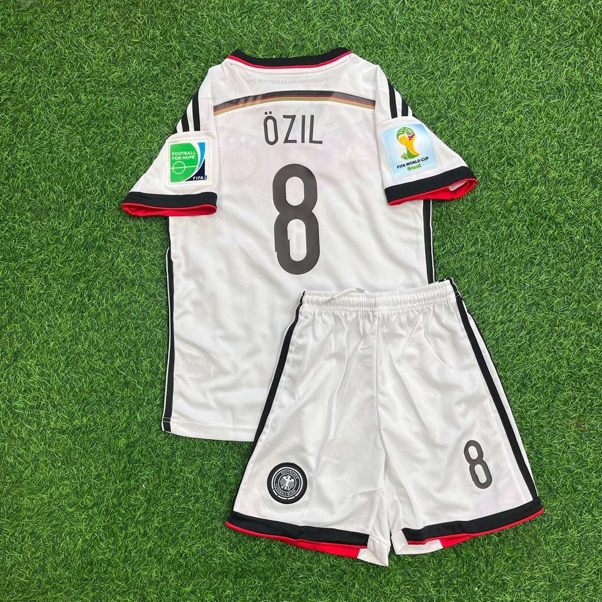 2014 Germany World Cup Mesut Özil White Kids Retro Football Jersey – Back View