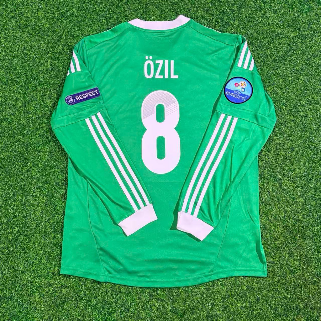 Germany EURO 2012 Long Sleeve Green Retro Football Jersey – Mesut Ozil – Back View