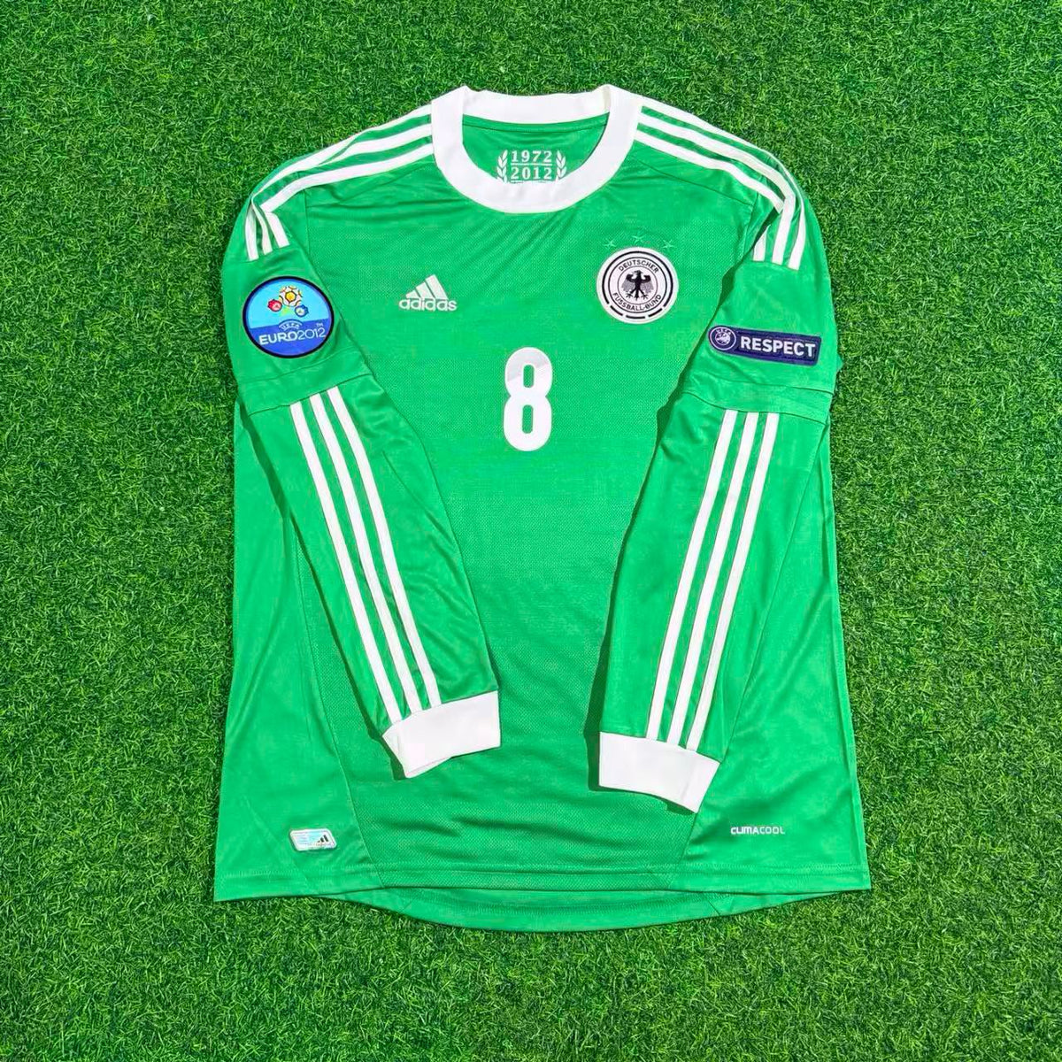 Germany EURO 2012 Long Sleeve Green Retro Football Jersey – Mesut Ozil – Front View