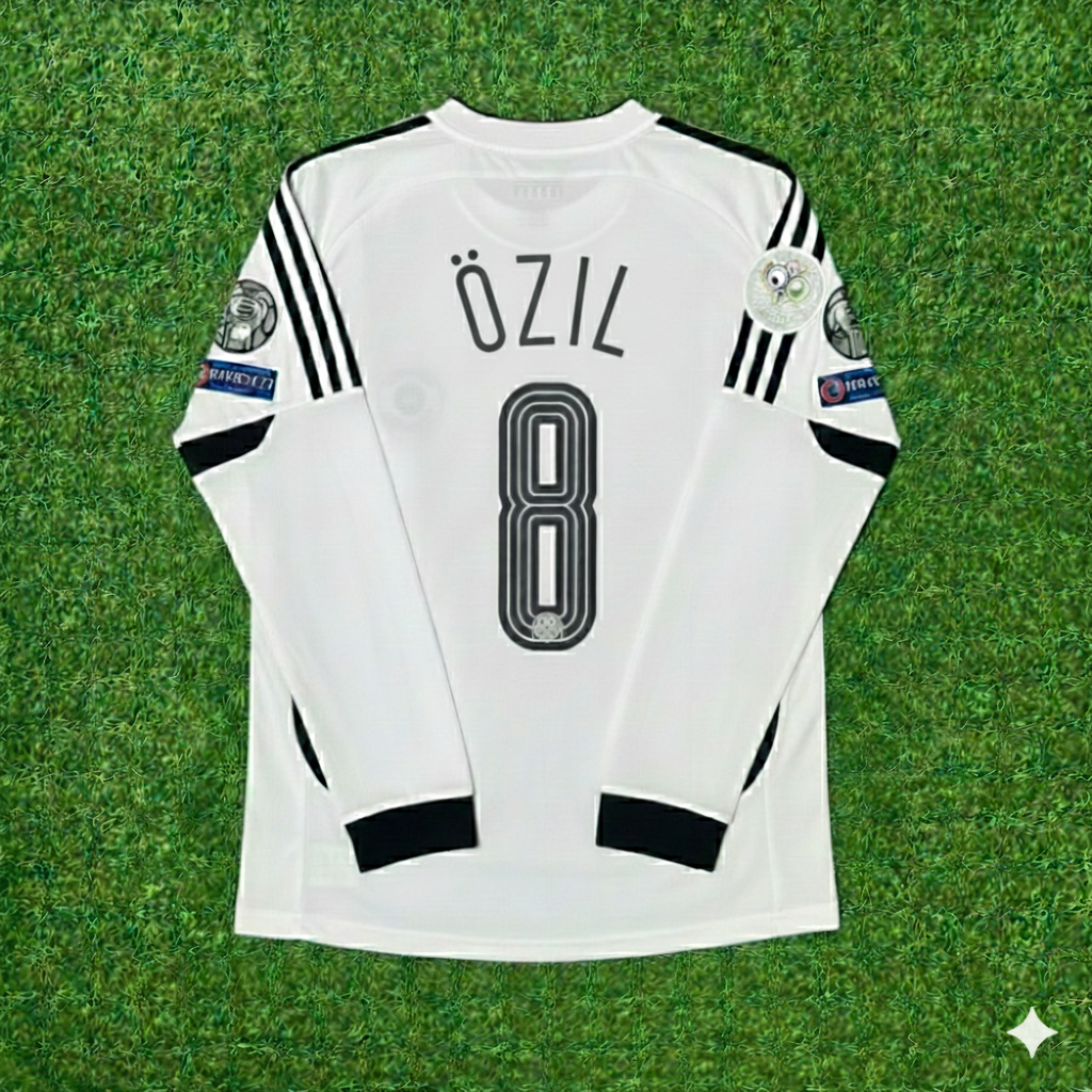 Mesut Özil Germany World Cup Long Sleeve White Retro Football Jersey – Back View