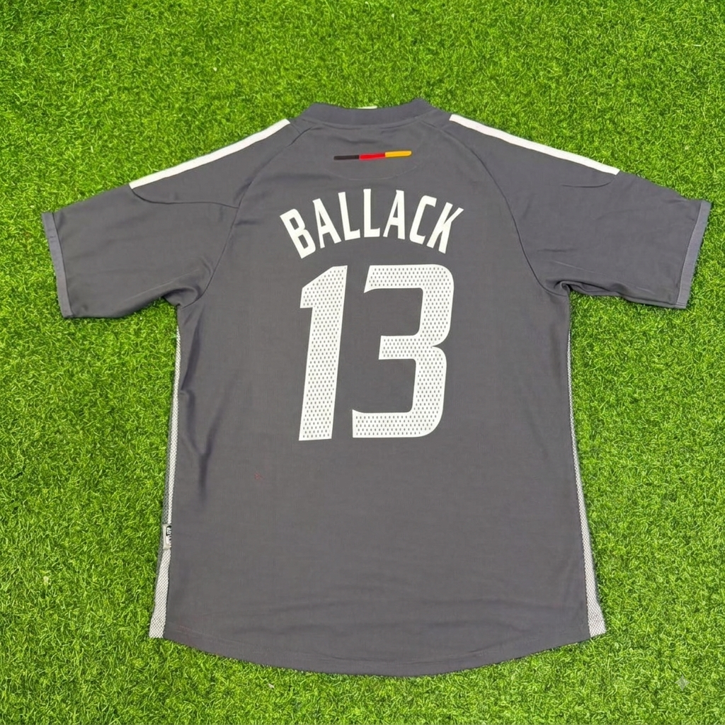 Michael Ballack Germany 2002 World Cup Gray Special Retro Football Jersey – Back View