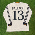 1996 Germany EURO Michael Ballack #13 Final Home Long Sleeve Retro Football Jersey – Back View