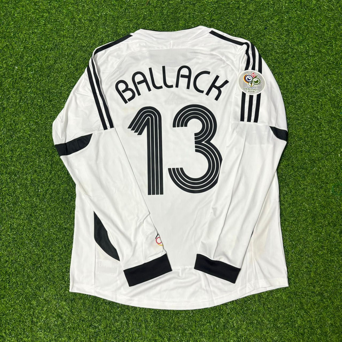 Germany 2006 World Cup Long Sleeve White Football Jersey – Michael Ballack – Back View
