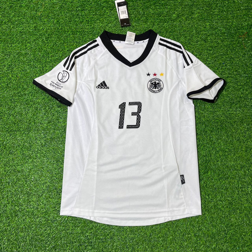 Germany Deutschland 2002 World Cup Japan Korea White Retro Jersey – Michael Ballack – Front View