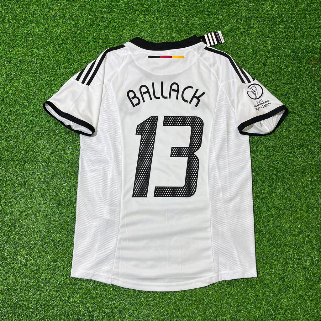 Germany Deutschland 2002 World Cup Japan Korea White Retro Jersey – Michael Ballack – Back View