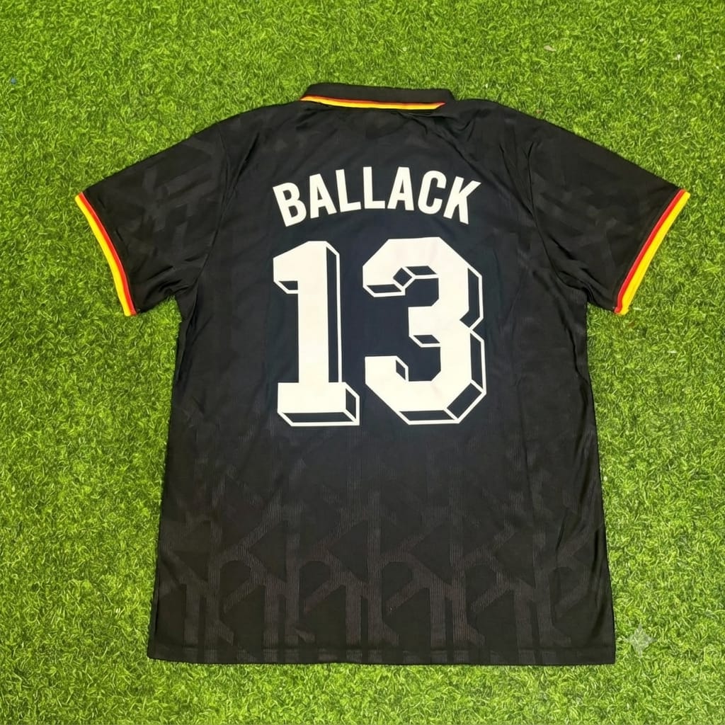 Michael Ballack Germany Black Polo Retro Commemorative Jersey – Back View