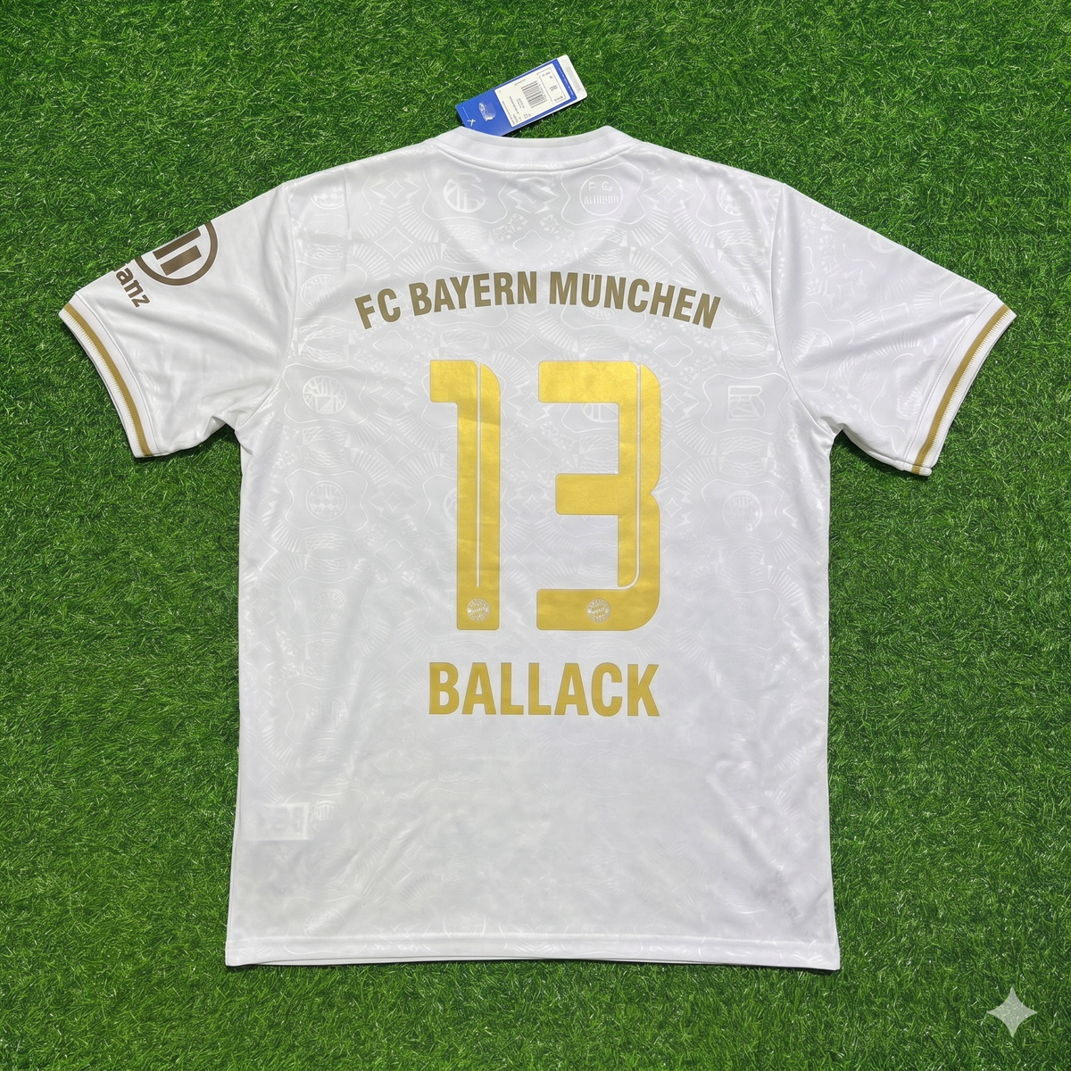 Michael Ballack #13 FC Bayern München 125 Years Anniversary Special-Edition White Jersey – Back View