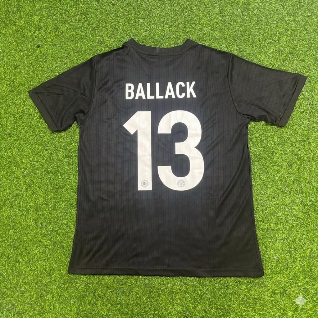 Michael Ballack Germany 125 Years Special Black Football Jersey – Back View