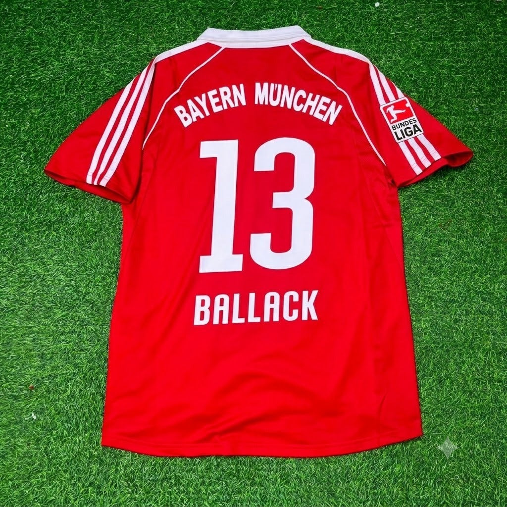 2005 Michael Ballack Bayern Munich 06 Bundesliga Red Home Retro Football Jersey – Back View