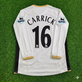 Michael Carrick #16 Manchester United 2006-2007 White Retro Long Sleeve Football Jersey – Back View