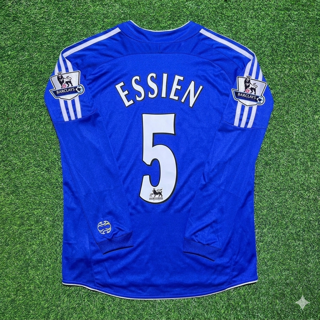 2006/08 Michael Essien #5 Chelsea Long Sleeve EPL Patch Football Jersey – Back View