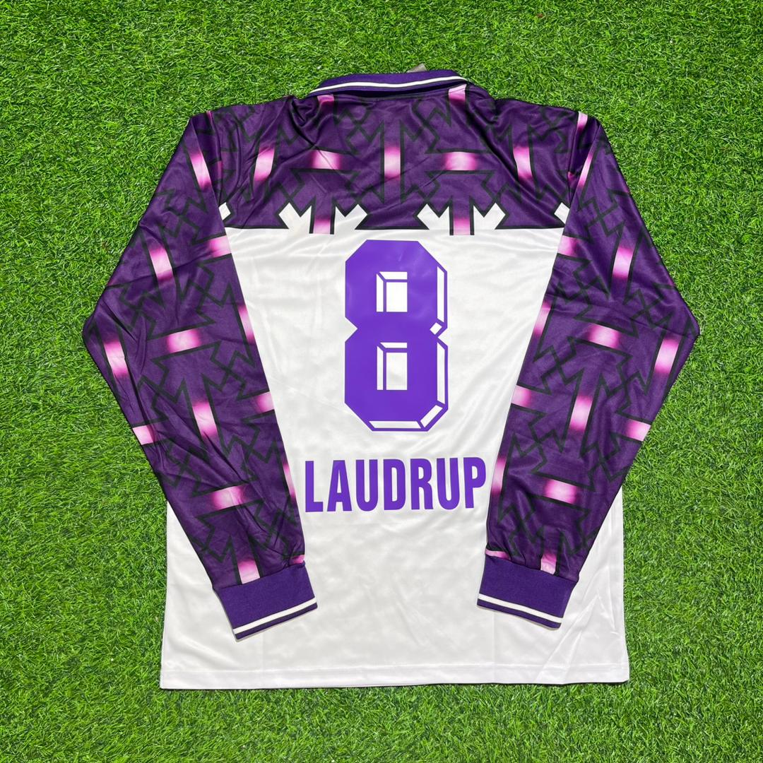 1992 Michael Laudrup #8 Fiorentina 1993 Away Purple Retro Vintage Football Jersey – Back View