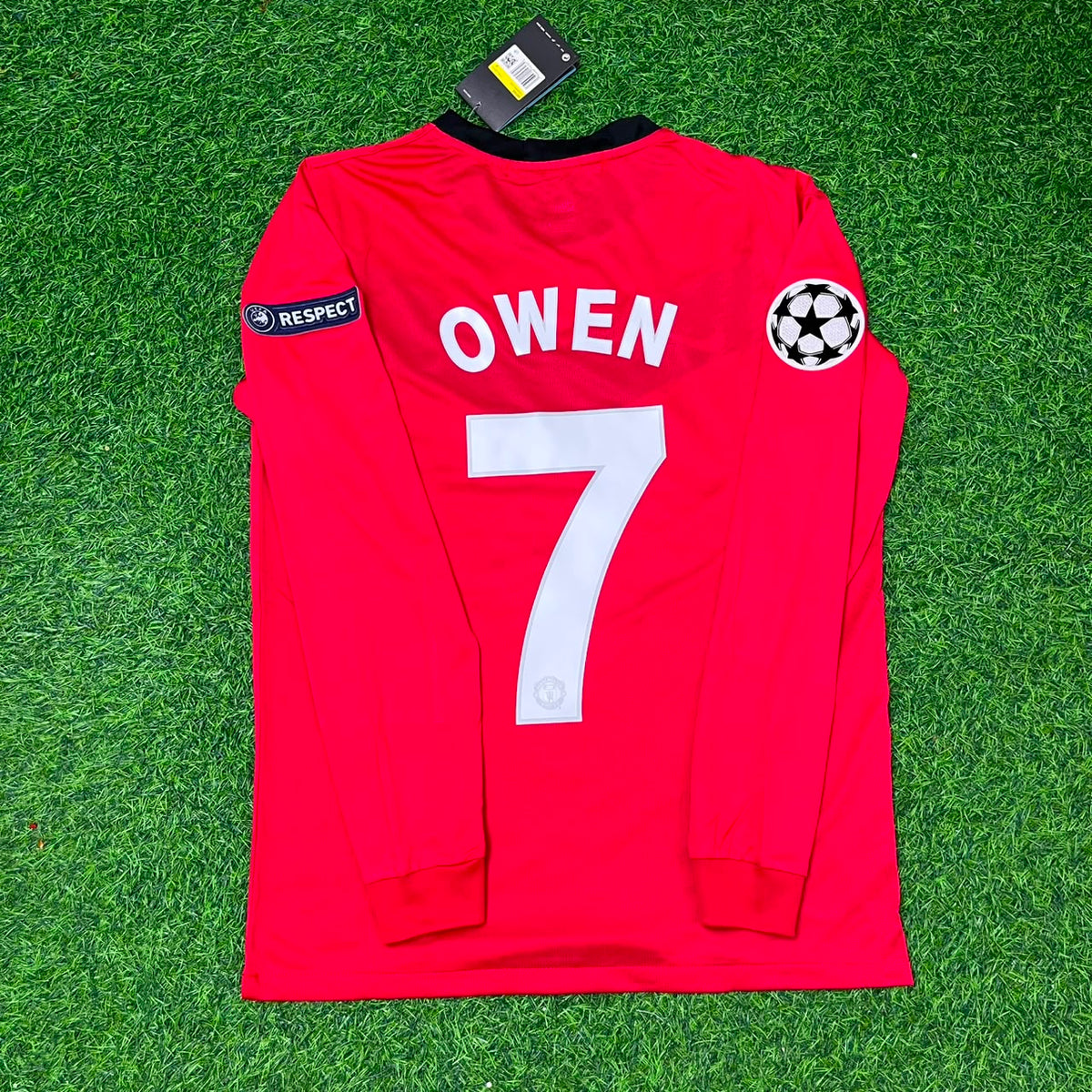 2009/10 Michael Owen #7 Manchester United Retro Long Sleeve Football Jersey – Back View